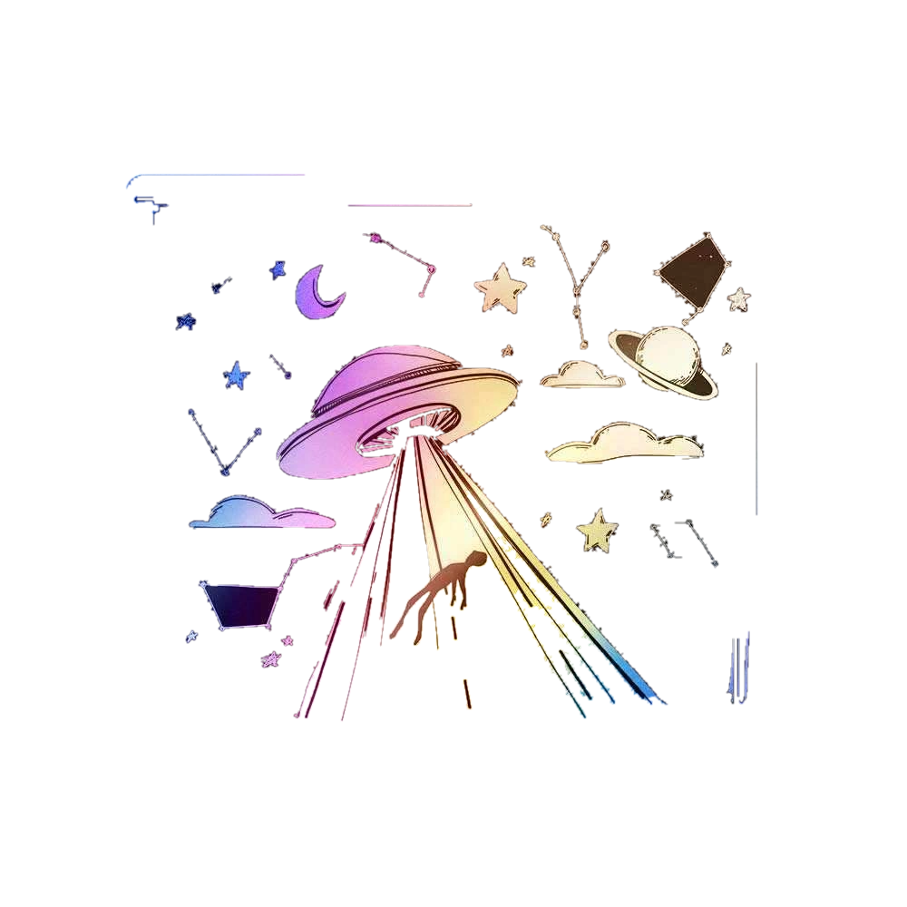 Space Ship Abduction Holographic Stickers